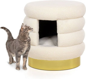 Canadian Cat Company Katzenhöhle Choupette Design Katzenbett Plüsch Weiß-Gold Jumbo – Bild 1 von 6