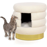 Produktbild von Canadian Cat Company Katzenhöhle Choupette Design Katzenbett Plüsch Weiß-Gold Jumbo