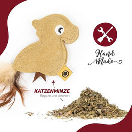 Canadian Cat Company Katzenspielzeug Duftkissen aus Leder mit Katzenminze beige – Bild 1 von 2