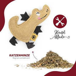 Canadian Cat Company Katzenspielzeug Duftkissen aus Leder mit Katzenminze Krokodil Beige – Bild 1 von 6