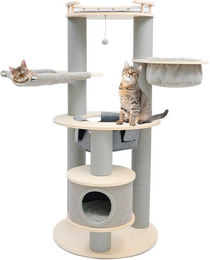 Canadian Cat Company Kratzbaum Harper für Katzen, beige-grau, 168 cm mit Katzenhaus und 3 Hängematten – Bild 1 von 1