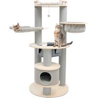 Produktbild von Canadian Cat Company Kratzbaum Harper für Katzen, beige-grau, 168 cm mit Katzenhaus und 3 Hängematten