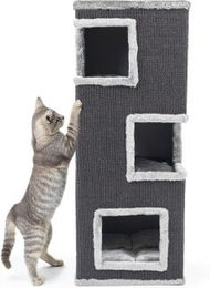 Canadian Cat Company Kratzbaum Patrick mit Katzenhaus aus Sisal in Grau 35 x 35 x 90 cm – Bild 1 von 13