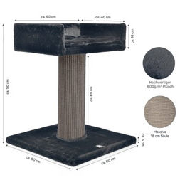 Canadian Cat Company Kratzbaum Residenz XXL für Katzen in Grau mit Sisal-Kratzsäule 60 x 60 x 90 cm – Bild 1 von 5