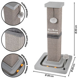 Canadian Cat Company Kratzstamm Karlo Kratzsäule mit Spielzeug aus Sisal Grau 33 x 33 x 67 cm – Bild 1 von 8