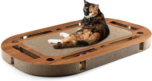 Canadian Cat Company PlayPlate XL Katzenspielplatz mit Kratzpappe und Spielschiene Walnuss Braun – Bild 1 von 13