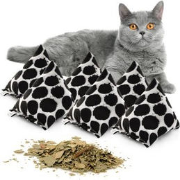 CanadianCat Company 6er Set Schmuse-Pyramide XL Punkte Katzenkissen mit Katzenminze aus Stoff – Bild 1 von 7