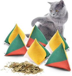 CanadianCat Company 6er Set Schmuse-Pyramide XL Reggae 4-Color Katzenkissen mit Katzenminze – Bild 1 von 13