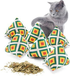 CanadianCat Company 6er Set Schmuse-Pyramide XL Reggae Karo Katzenkissen mit Katzenminze – Bild 1 von 13