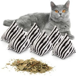 CanadianCat Company 6er Set Schmuse-Pyramide XL Zebra Katzenkissen mit Katzenminze – Bild 1 von 6