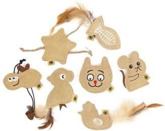 CanadianCat Company 7er Set Leder-Spielkissen mit Katzenminze für Katzen in Beige – Bild 1 von 1
