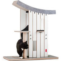 Produktbild von CanadianCat Company Design-Kratzmöbel Chalet Tatzenstein Kratzbaum mit Kratzpappe in Weiß 75 x 38 x 85 cm