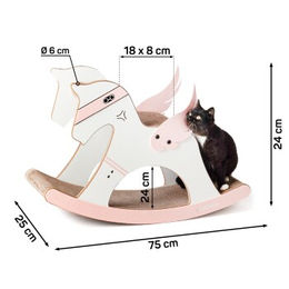 CanadianCat Company Design-Kratzmöbel Unicorn Einhorn-Wippe Kratzbrett aus Kratzpappe Weiß – Bild 1 von 5