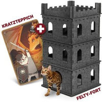 Produktbild von CanadianCat Company Filz Katzenburg Felty Fort Set mit Kratzteppich Sir-Scratch-A-Lot für Katzen in Grau und Bunt