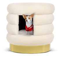 Produktbild von CanadianCat Company Haustierbett Choupette Hundehütte für kleine Hunde in Teddy Weiß-Gold 58 x 58 x 59 cm