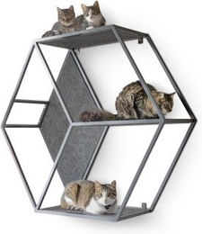 CanadianCat Company HexaCat Katzenkletterwand aus Metall im Industrial-Design mit Filzauflagen Grau 120x104x35 cm – Bild 1 von 10