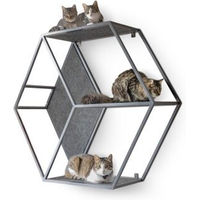 Produktbild von CanadianCat Company HexaCat Katzenkletterwand aus Metall im Industrial-Design mit Filzauflagen Grau 120x104x35 cm