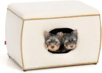 CanadianCat Company Hundebett Nelson Design-Hundehütte inklusive Kissen für kleine Hunde Teddy weiß-Gold 54 x 35 x 37,5 cm – Bild 1 von 12