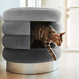 CanadianCat Company Hundehöhle Choupette Grau Kuschelhöhle und Hocker für Hunde – Bild 1 von 2