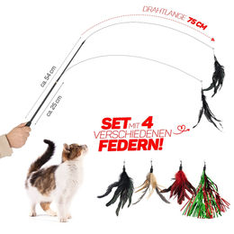 CanadianCat Company Interaktives Katzenangel Set mit 4 Federn aus Draht 140 cm Teleskop-Spielangel für Katzen – Bild 1 von 9
