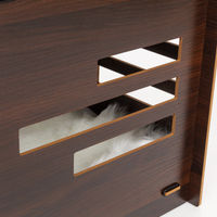 Produktbild von CanadianCat Company Katzenhaus Petitot Katzenhöhle aus Holz mit Kratzbrett und Liegekissen Braun 60 x 39 x 39 cm