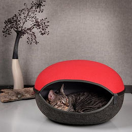 CanadianCat Company Katzenhöhle aus Filz in Rot Grau Größe L – Bild 1 von 9