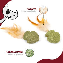 CanadianCat Company Katzenminze Nuggets mit Feder bunt und grün 2 Stück – Bild 1 von 6