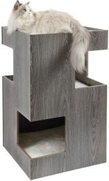 CanadianCat Company Kratzbaum Cat Castle Katzenhöhle aus Holz mit 3 Liegekissen Grau 50 x 50 x 80 cm – Bild 1 von 8
