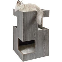 Produktbild von CanadianCat Company Kratzbaum Cat Castle Katzenhöhle aus Holz mit 3 Liegekissen Grau 50 x 50 x 80 cm