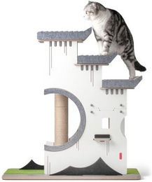 CanadianCat Company Kratzbaum Château Tatzberg aus Holz mit Sisalkratzflächen und Kuschelhöhle in Weiß – Bild 1 von 7