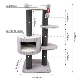 CanadianCat Company Kratzbaum Edward für Katzen, grau, 68 x 68 x 158 cm – Bild 1 von 5