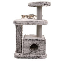 Produktbild von CanadianCat Company Kratzbaum Finn Kompakter Katzenkratzbaum Grau mit Höhle und Liegeplattform 99 cm
