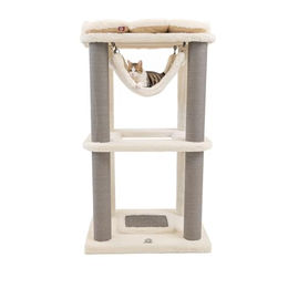 CanadianCat Company Kratzbaum Maya für Katzen in Beige mit Sisalstämmen und Hängematte 106 cm – Bild 1 von 2