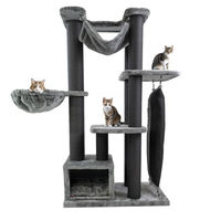 Produktbild von CanadianCat Company Kratzbaum Morgan 160 cm Grau mit Sisalstämmen Hängematte Liegemulde Höhle und Kratzkissen für Katzen