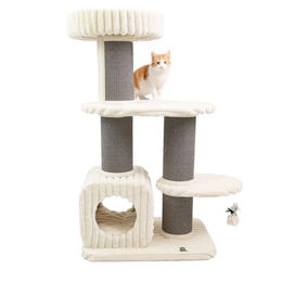CanadianCat Company Kratzbaum Taylor Beige mit Sisalstämmen und Höhle für Katzen 68 x 48 x 119 cm – Bild 1 von 1