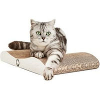 Produktbild von CanadianCat Company Kratzbrett Comet L aus Qualitäts-Pappe für Katzen in Hellgrau mit Katzenminze