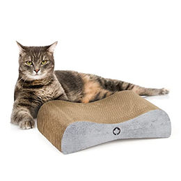 CanadianCat Company Kratzbrett Satellite Petite in Betonoptik für Katzen aus Kratzpappe mit Katzenminze Grau – Bild 1 von 4