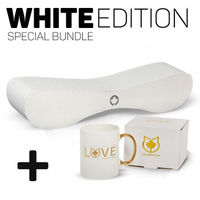 Produktbild von CanadianCat Company Kratzbrett Set Satellite 2.0 mit Tasse White Edition in Weiß und Gold für Katzen