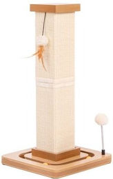 CanadianCat Company Kratzstamm Karlo Kratzsäule mit Spielschiene aus Sisal Braun Beige 33 x 33 x 67 cm – Bild 1 von 5