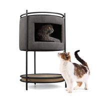 Produktbild von CanadianCat Company Neko Beistelltisch Katzenhöhle mit Kratzbrett in Grau Schwarz 43 x 43 x 70 cm