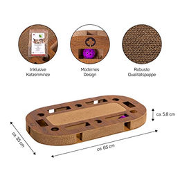 CanadianCat Company PlayPlate Katzenspielplatz mit Kratzpappe in Holzoptik Braun oder Beige 65 x 35 x 6 cm – Bild 1 von 12