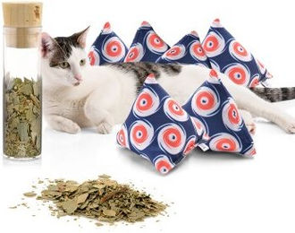 CanadianCat Company Schmusepyramide XL Nordic Dot Katzenminze Spielzeug für Katzen 6er Set Blau – Bild 1 von 10