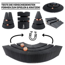 CanadianCat Company Treetop Kratzspielzeug für Katzen aus Kratzpappe mit Spielbällen Schwarz Gold Ø 27,5 cm – Bild 1 von 9