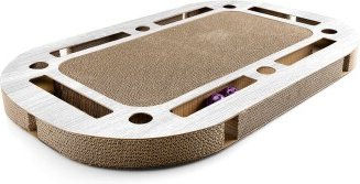 CanadianCat Company XXL Katzenspielplatz PlayPlate mit Kratzpappe und Spielschiene in hellgrauer Holzoptik 85 x 54 x 5,8 cm – Bild 1 von 13