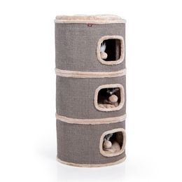 Produktbild von CanadianCat Kratztonne Tony für Katzen 45 x 45 x 90 cm aus Stoff in Beige und Grau