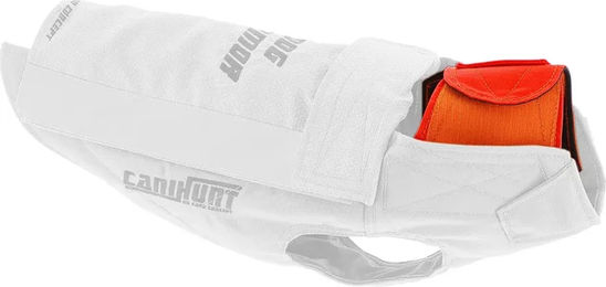 Produktbild von Canihunt Dog Armor V2 V3 Sicherheitsweste für Hunde aus Oxford-Gewebe in Grau und Weiß
