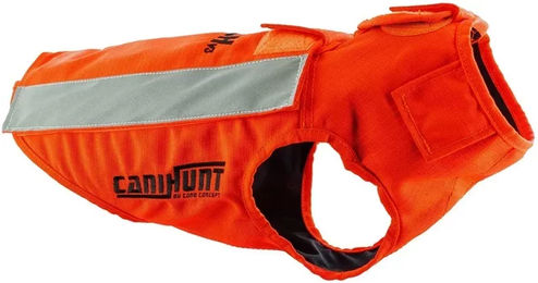 Produktbild von Canihunt Flash V3 Sicherheitsweste für Hunde aus Polyester in Orange und Grau wasserdicht Größe M
