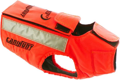 Produktbild von Canihunt Protect Eco Sicherheitsweste für Hunde aus Polyester in Orange wasserabweisend Größe Groß