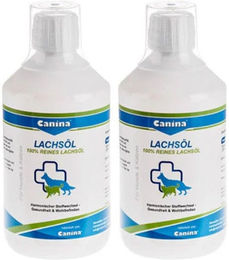 Produktbild von Canina Lachsöl zur Unterstützung von Haut und Fell für Hunde aller Größen und Altersstufen 500 ml