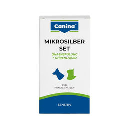 Produktbild von Canina Mikrosilber Ohrenreiniger Set mit Ohrenspülung und Liquid für alle Größen